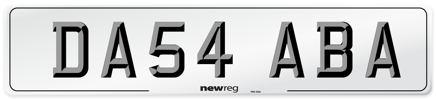 DA54 ABA Number Plate from New Reg